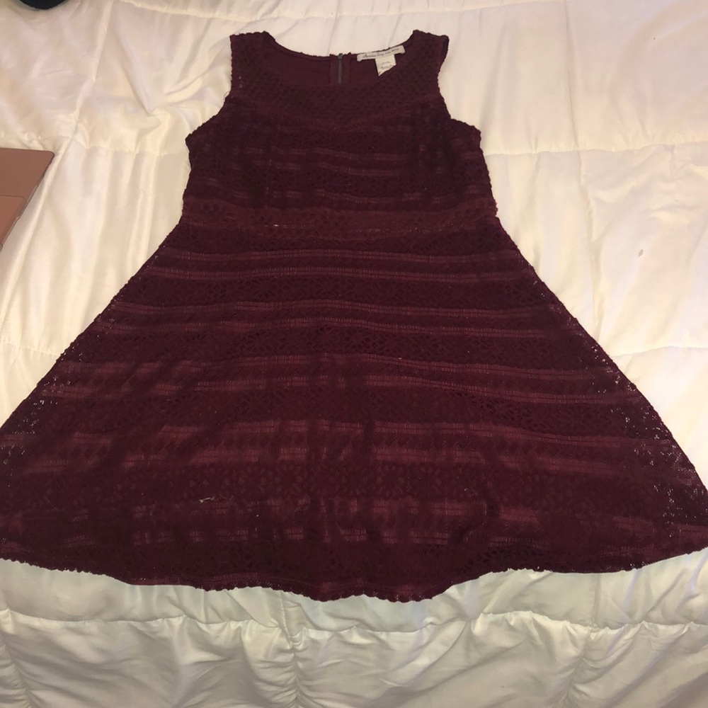 american rag maroon dress with floral print